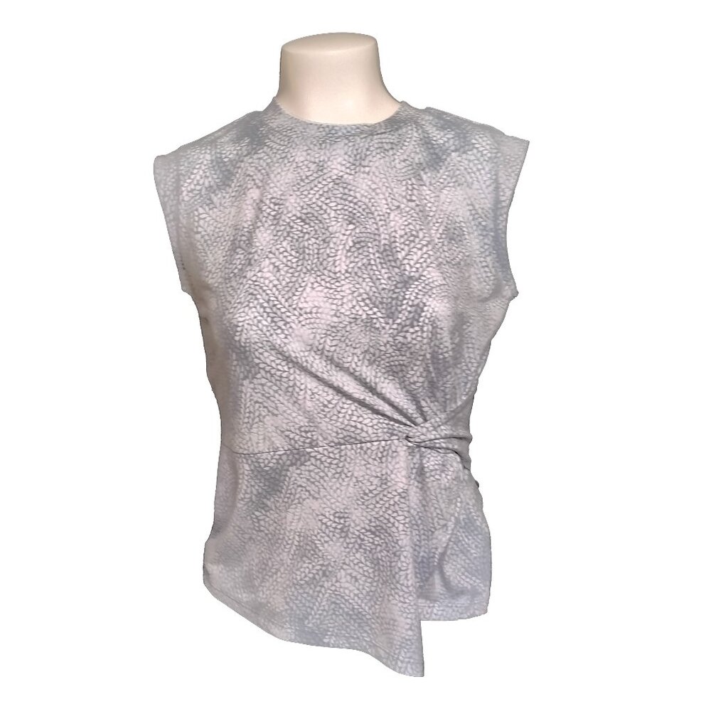 Michael Kors Petite Printed Twist-Front Top - Chambray